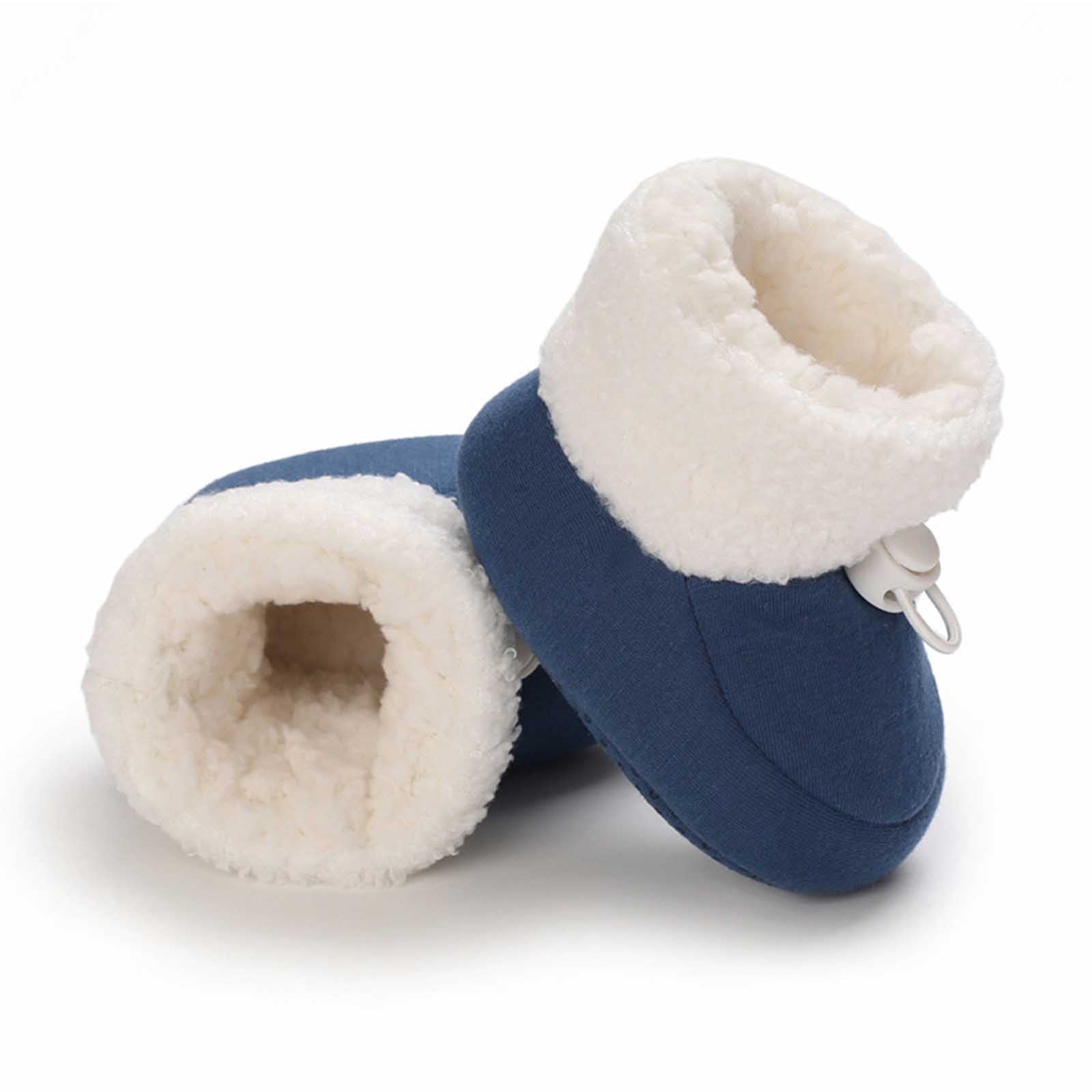 Baby Booties TMEOG Newborn Baby Girl Soft Fleece Cozy Boots Non-Skid Lovely Slippers Infant Toddler Unisex First Walkers Winter Warm Shoes 