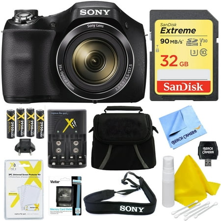 Sony DSC-H300/B DSCH300 H300 H300B DSCH300/B Digital Camera (Black) Bundle with High Speed 32GB High Speed Card, Rechargeable AA Batteries and AC/DC Charger, SD Card Reader, Table Top Tripod, LCD (Top 10 Best Digital Cameras)