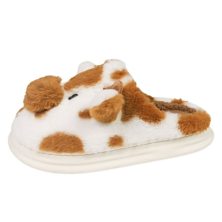 

Jungdeepe Couples Men Women On Furry Flat Home Winter Round Toe Keep Warm Spotted Cow Slippers Shoes Satin Slides for Women Takeaway Sandal Fuzzy Boot Slippers Women Closed Toe Womens Slippers Size 8
