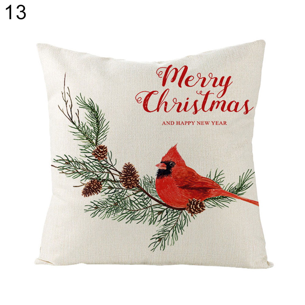 Christmas Bird Pillow Covers and Inserts, Winter Throw Pillow, Winter Tits  on Pine Cardinal Holly, Christmas Home Decorations Accent Pillows 