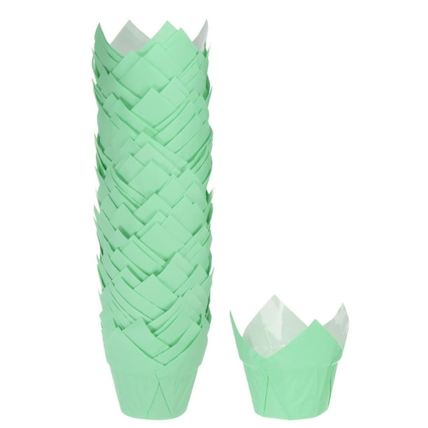 50Pcs Forros para Cupcakes de Tulipán, Papel Estándar para Hornear, Envoltorios Antiadherentes Desechables para Cumpleaños, Banquetes y Fiestas, Azul