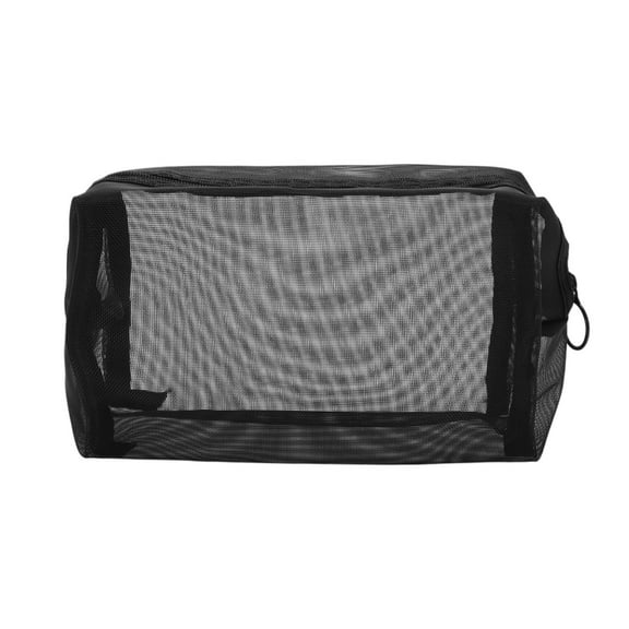 1 Pc Lightweight Mesh Makeup Bag for Business Travel Black Nylon