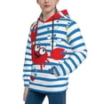 thumbnail image 2 of Sikiie Red Funny Crab on Blue Stripe Youth Hoodie Sweatshirt Pullover Hooded Classic Casual Essentials Hoodiefor Boys Girls Kids -X-Large, 2 of 6