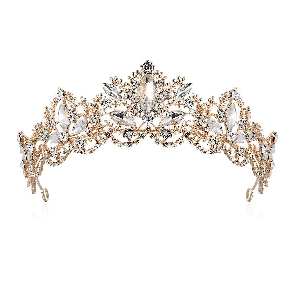 Hengyun1 Crystal Tiara Crown Rhinestone Princess Tiaras For Women Girls Princess Crown Gold