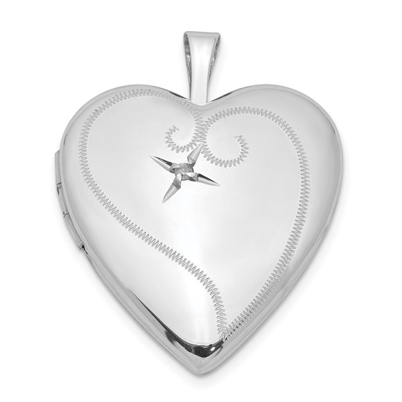 Médaillon en Argent Sterling Rhodié & Dia. 20mm D/C Cœur QLS434 (25mm x 20mm)