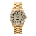 thumbnail image 1 of Pre-Owned Rolex Datejust 31MM 68278 Diamond Paved Arabic Dial Diamond Bezel 18K Yellow Gold President Bracelet 2.5ct, 1 of 8