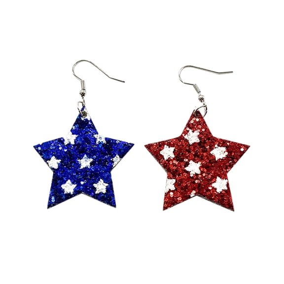 BNNG Patriotic Earrings for Women Glitter Earrings Heart Star Earrings Patriotic Earrings 4th Of July Earrings Independence Day Jewelry Gifts For Women Glitter Teardrop Dangle American Flag Earrings