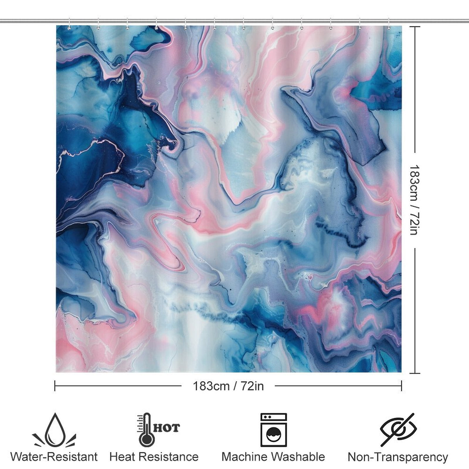 4 Piece Decor Shower Curtains Sets Bathroom Sets with Shower Curtain And Rugs 4 Piece Light Blue Pink Marble Texture Waterproof Fabric Bath Curtain Stone Surface Pattern for Bathtub Decor