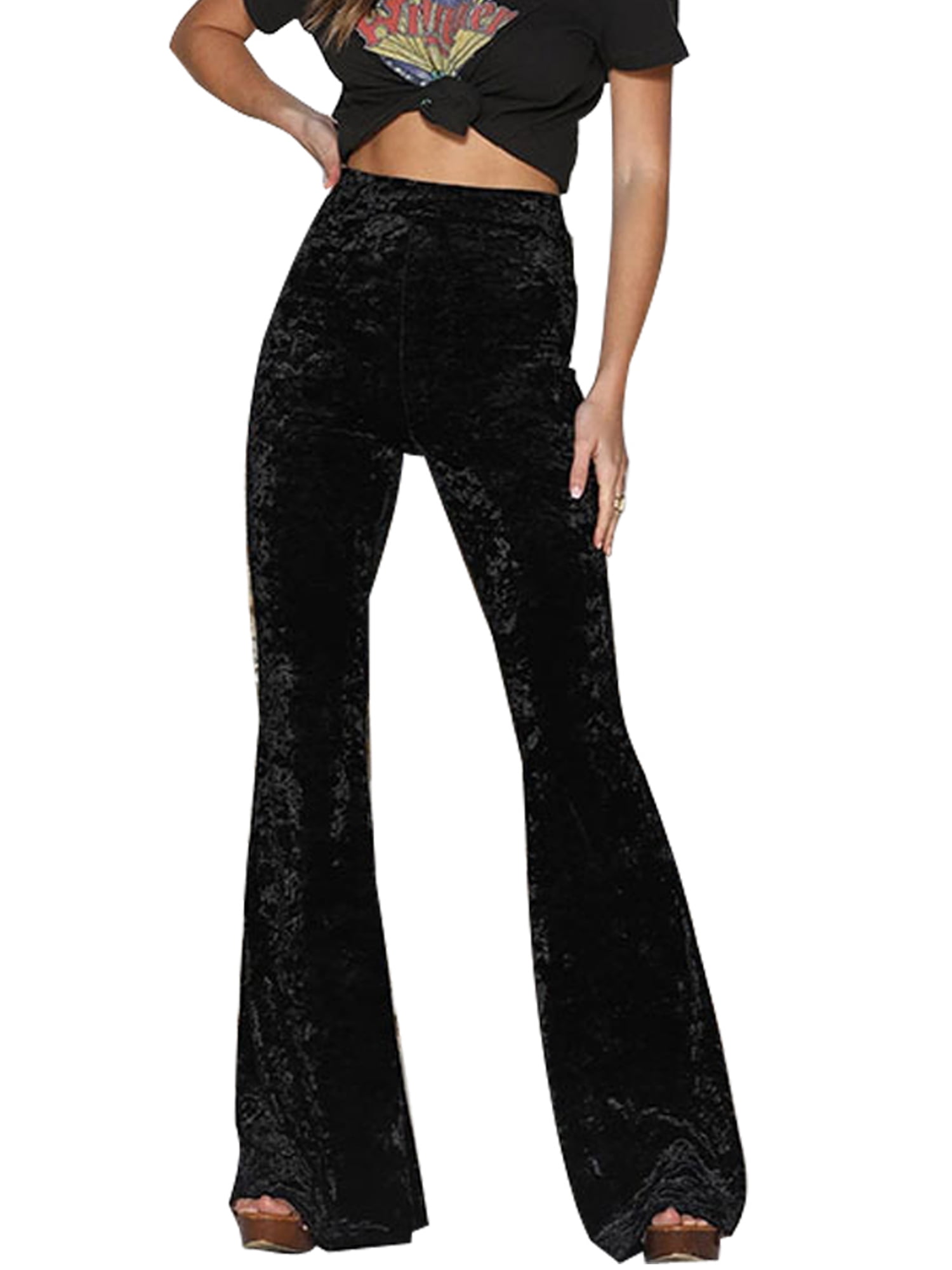high waisted velvet flare pants