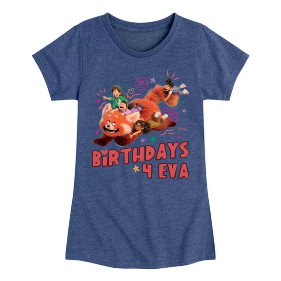 Disney Turned Red - Celebration - Birthdays 4 Eva - Youth Girls Short Sleeve Graphic T-Shirt
