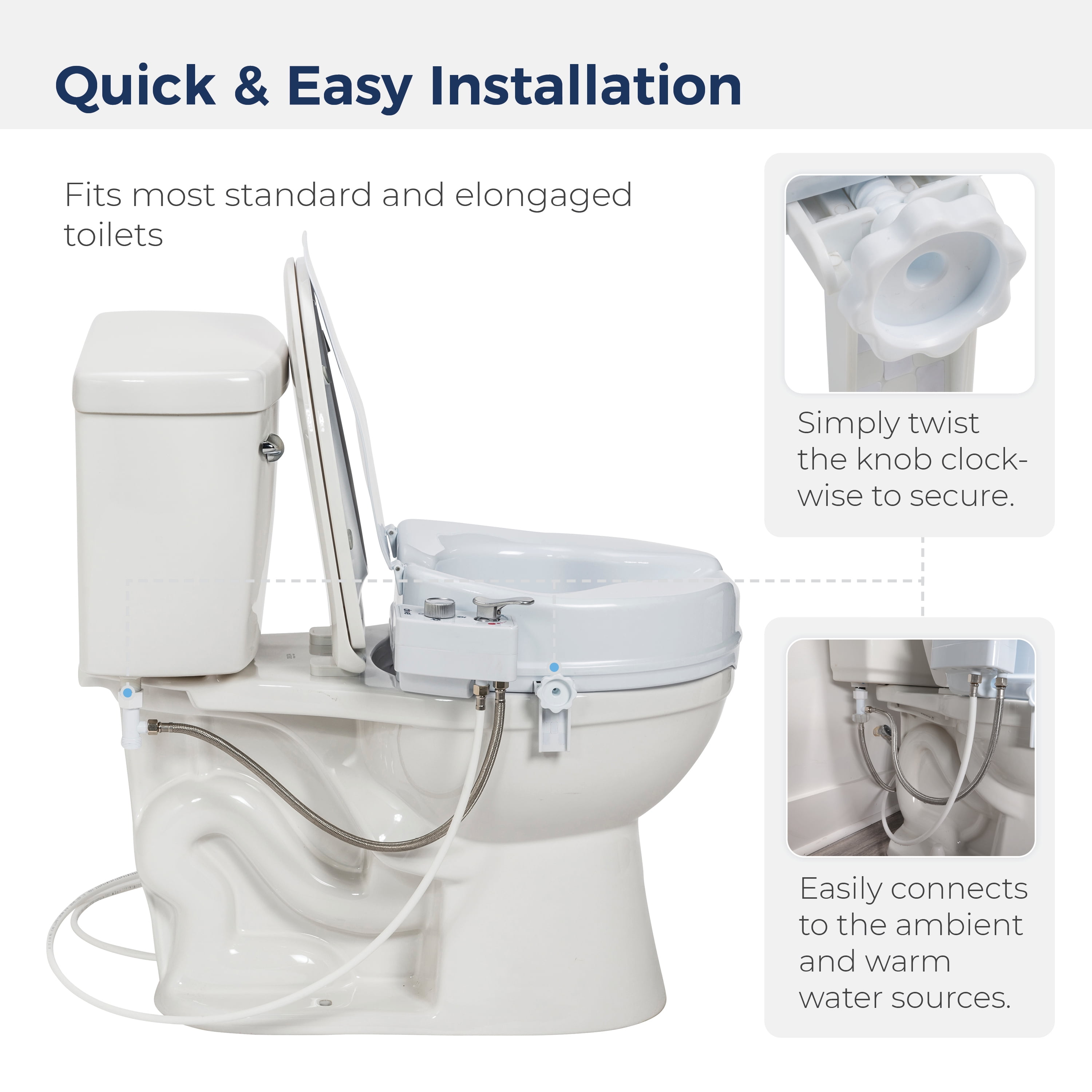 Drive Medical PreserveTech Raised Toilet Seat with Bidet, Ambient & Warm Water