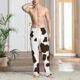 thumbnail image 4 of Salouo Brown Cow Print Pajama Pants for Men, Lounge Pants Elastic Waistband Casual Men's sleepwear Loungewear Sleep Pajama Pant -Large, 4 of 7
