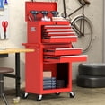 thumbnail image 2 of 6-Drawers Large Tool Chest Tool Box Organizer with Lockable, 2-In-1 Detachable Tool Storage Cabinet with Wheels, Portable Tool Cart Toolbox with Drawers for Garage, Workstation, Workshop- Red, 2 of 14