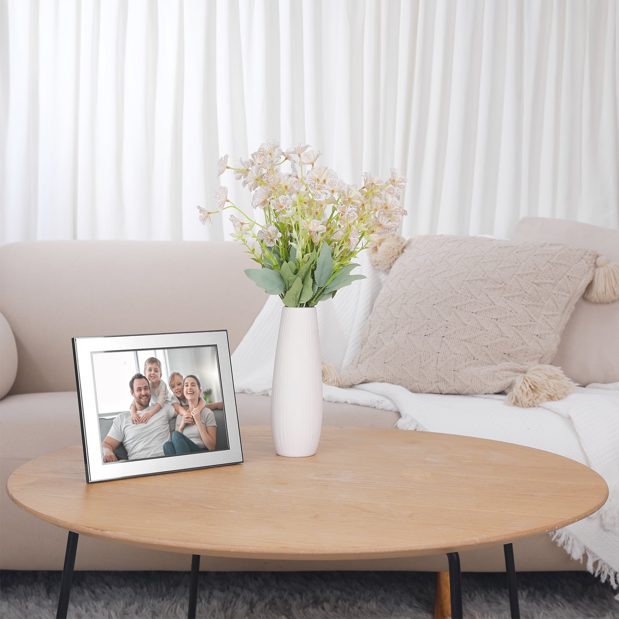 Unique Bargains Modern Picture Frame Brushed Aluminum Metal Photo Frame Silver 6x8