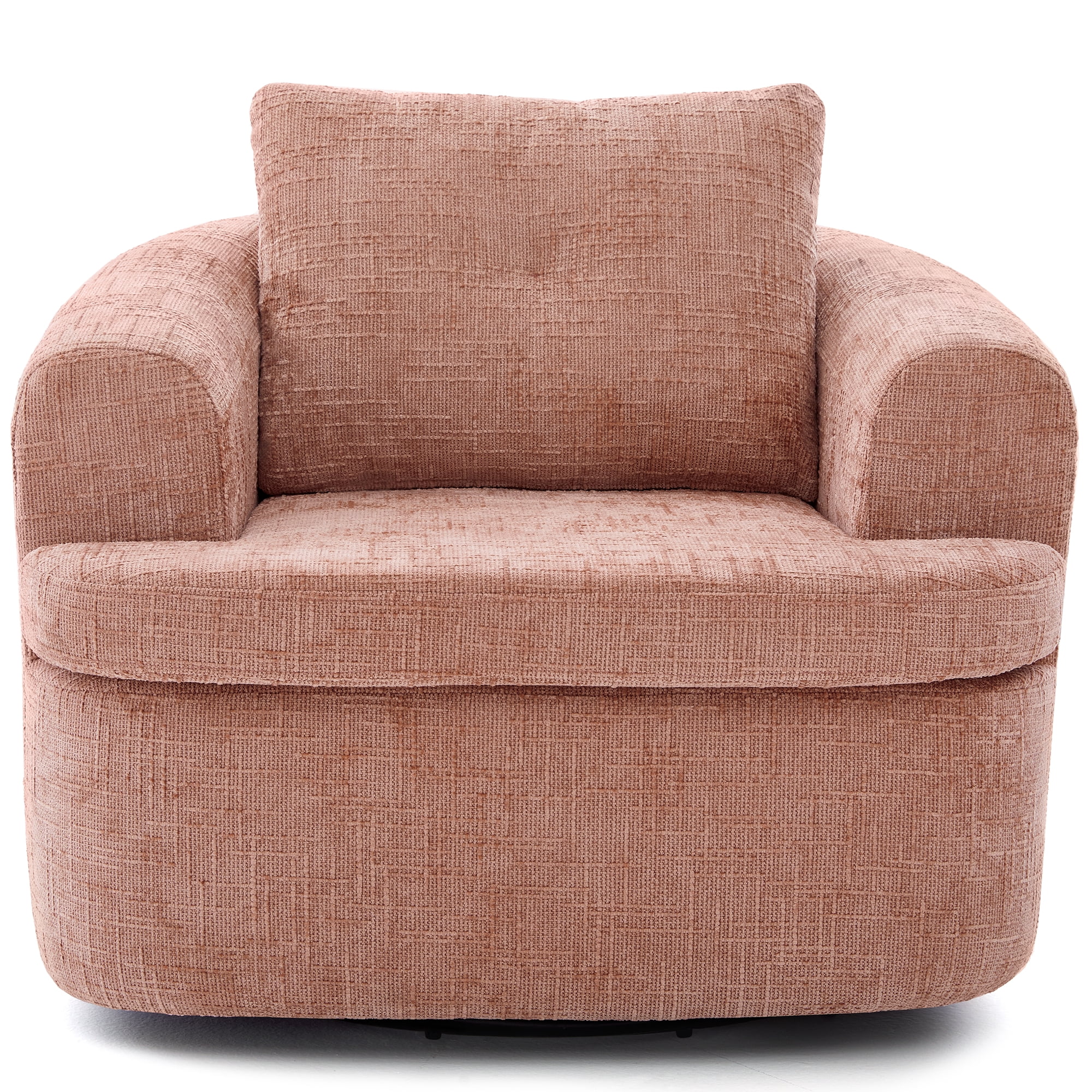 Euroco 360° Swivel Sofa Chair Accent Barrel Chair 36.6" Swivel Round Chair with Dual-layer Cushion Design for Living Room, Bedroom, Office and Hotel, Pink