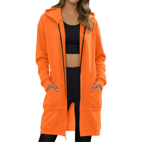 FEIFLY Women's new Autumn Winter thick hoodie loose and fashionable versatile tops hooded plus size jacket Solid Color Cozy Sweatshirt