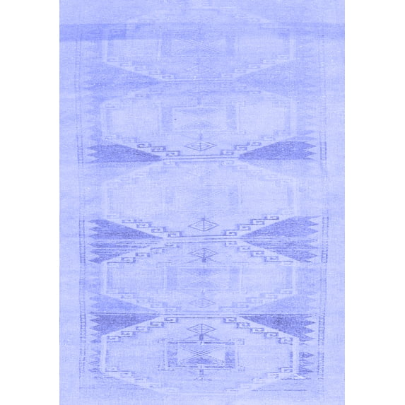Ahgly Company Machine Washable Indoor Rectangle Persian Blue Traditional Area Rugs, 4' x 6'