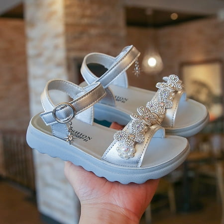 

Leutsin Toddler Girls’ Girl s Sandals Infant Kids Baby Girls Pearl Crystal Butterfly Single Princess Shoes Sandals