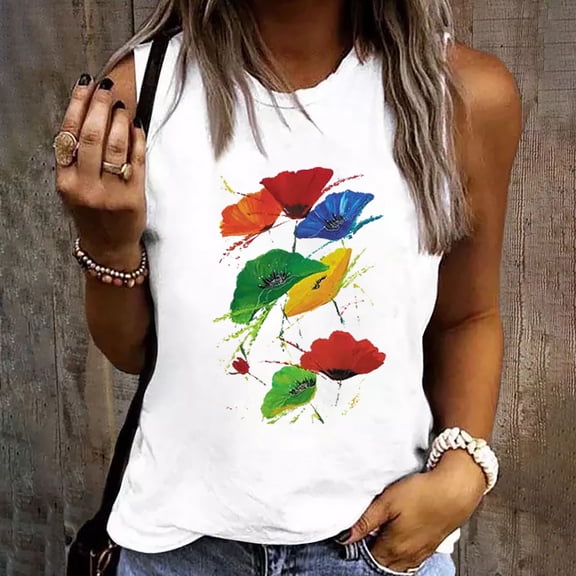 DailyTrove Women's Colorful Fish Graphic Tank Top - Polyester Casual Summer & Beach Wear, Vibrant for Vacations