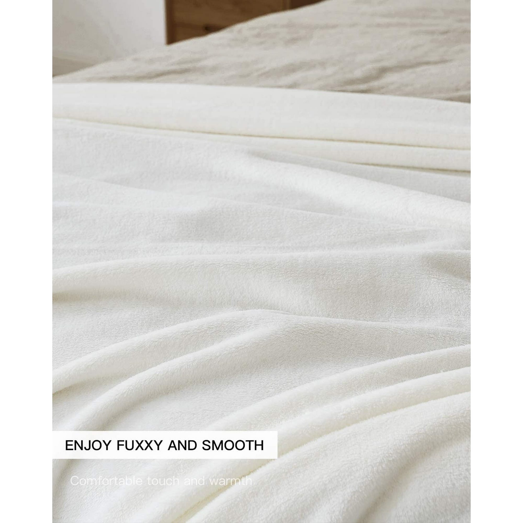 Fleece Blanket Throw Size White Lightweight Super Soft Cozy Luxury Bed Blanket Microfiber