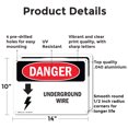 thumbnail image 2 of (2 Pack) Underground Live Wire OSHA Danger Sign 14 Inch X 10 Inch Indoor / Outdoor Rust-Free Aluminum Metal Signs for Workplace, Workshop, and Construction Site, Made in the USA, 2 of 8