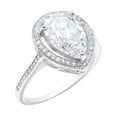 thumbnail image 2 of Halo Pear Teardrop Bridal Ring Round CZ 925 Sterling Silver Size 5, 2 of 6