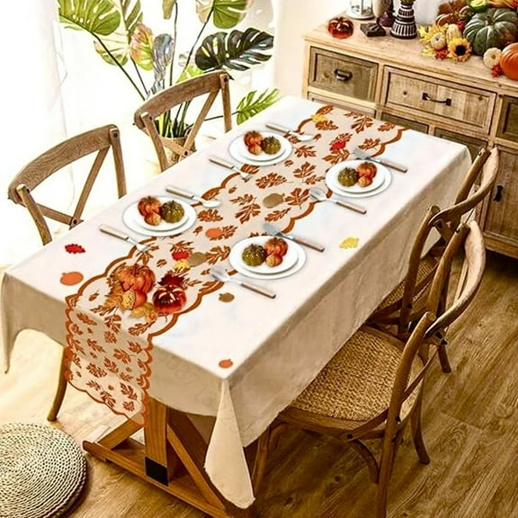 Luoshdecor Fall Table Runner,Maple Leaf Table Runner,Autumn Thanksgiving Table Decor for Halloween Dinner Table Decoration