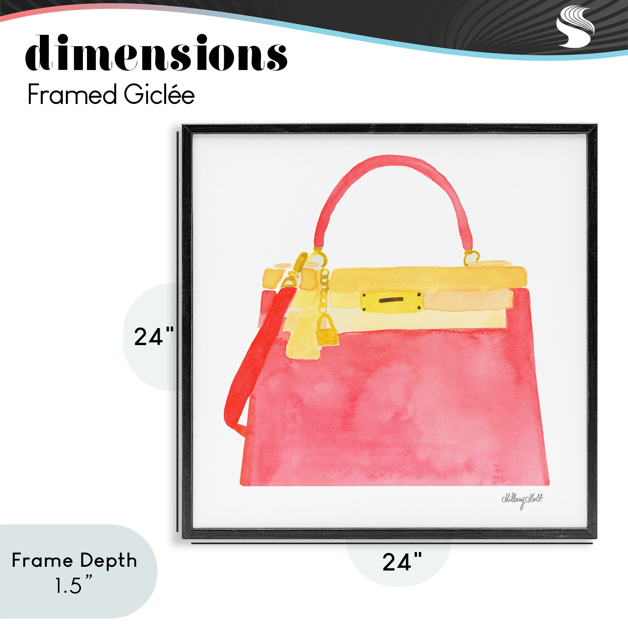 Stupell Industries Elegant Coral Handbag Black Framed Giclee Art, design by Hillary Holt