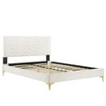 thumbnail image 5 of Modway Leah Chevron Tufted Performance Velvet Queen Platform Bed in White, 5 of 8