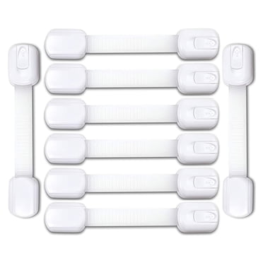 EliteBaby Adjustable Baby Safety Locks with Extra Strong 3M Adhesive, White, 8 Pack