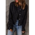 thumbnail image 4 of POGLIP Women's Black Game Day Rugby Graphic Print Distressed Denim Jacket, 4 of 5