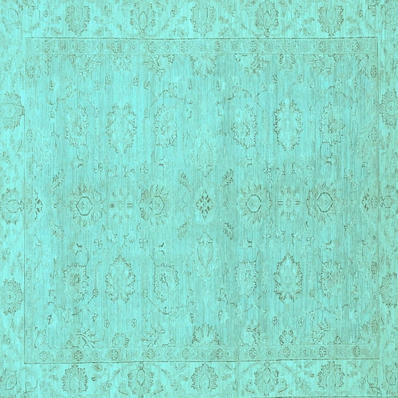 Ahgly Company Indoor Square Abstract Light Blue Modern Area Rugs, 6' Square