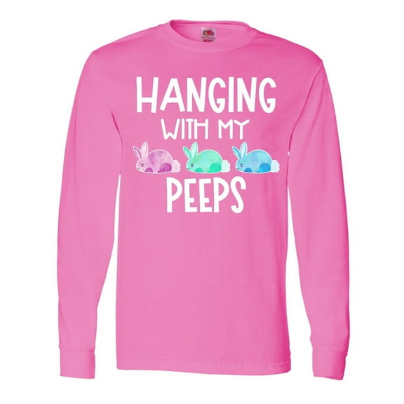 Inktastic Easter Hanging with My Peeps Pastel Bunnies Long Sleeve T-Shirt
