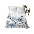 thumbnail image 2 of Queen Flat Sheet Only Blue Dandelion Dragonfly Soft Microfiber Cooling Bedding Sheets Black and White Style Flat Bed Sheet for Hotel,Home Decor, 2 of 9