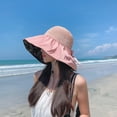 thumbnail image 3 of Diufon Wide Brim Straw Hat for Women Trendy Ruffled Hem Outdoor Beach Sun Hats Holiday Style Cap with Bow, 3 of 4