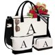 thumbnail image 1 of YOOLIFE Bolsa de lona con inicial y bolsa de maquillaje, regalos de cumpleaños personalizados para mujeres, mamá, hija, hermana, amigas, maestra, regalos de boda para dama de honor, 1 of 5