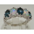 thumbnail image 3 of LBG British Made 18k White Gold Natural London Blue Topaz & Opal Womens Eternity Ring - 33 size options - Size 8.5, 3 of 8