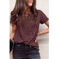 thumbnail image 1 of Women's Red Cheetah Print O-neck Short Sleeve T Shirt, 1 of 12