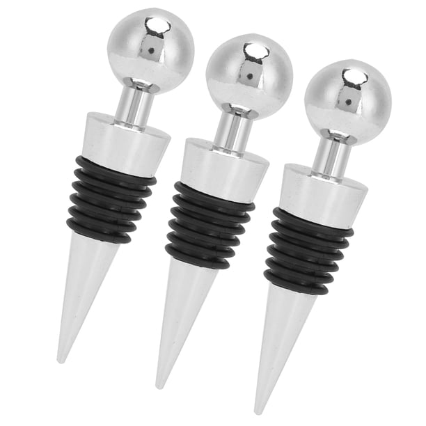 Sellador de vino Jadeshay Tapón de botella de vino 3 piezas Acero inoxidable Plata