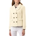 thumbnail image 1 of INSPIRE CHIC Women's Winter Worsted Notched Lapel Double Breasted Short Peacoat, 1 of 7