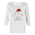 thumbnail image 4 of Christmas Womens 3/4 Sleeve Pullover Tops Festive Cropped Sweatshirts Holiday Hooded Sweatshirts Long Sleeve Casual Lightweight Business Party Wear, 4 of 6