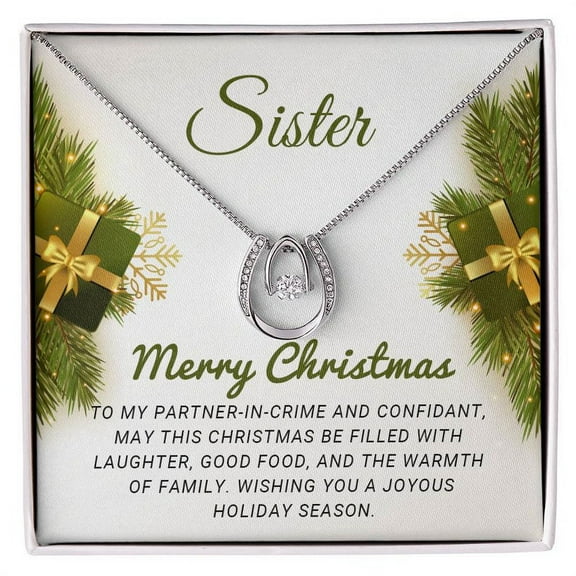 Merry Xmas Sister lucky necklace Gift for sister birthday christmas