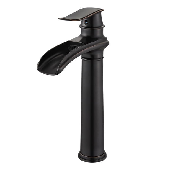 Waterfall Single Hole Single Handle Vessel Sink Faucet With Drain Assembly in Oil Rubbed Bronze