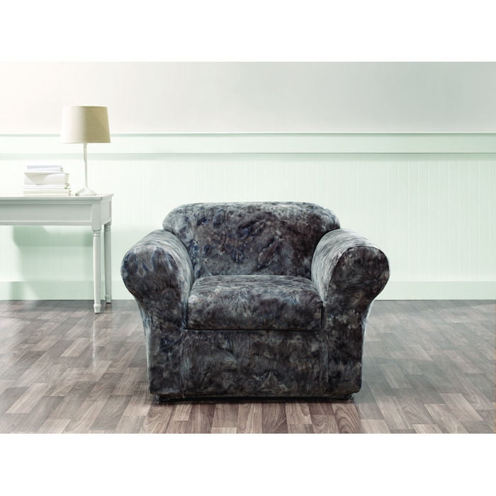 Sure Fit Stretch Plush TyeDye 2Piece Chair Slipcover Gray