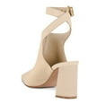 thumbnail image 4 of FSJ Women Chic Pointed Closed Toe Chunky High Heel Sandals Cross Buckled Ankle Strap Backless Booties Wedding Party Shoes Size 13 Nude, 4 of 4