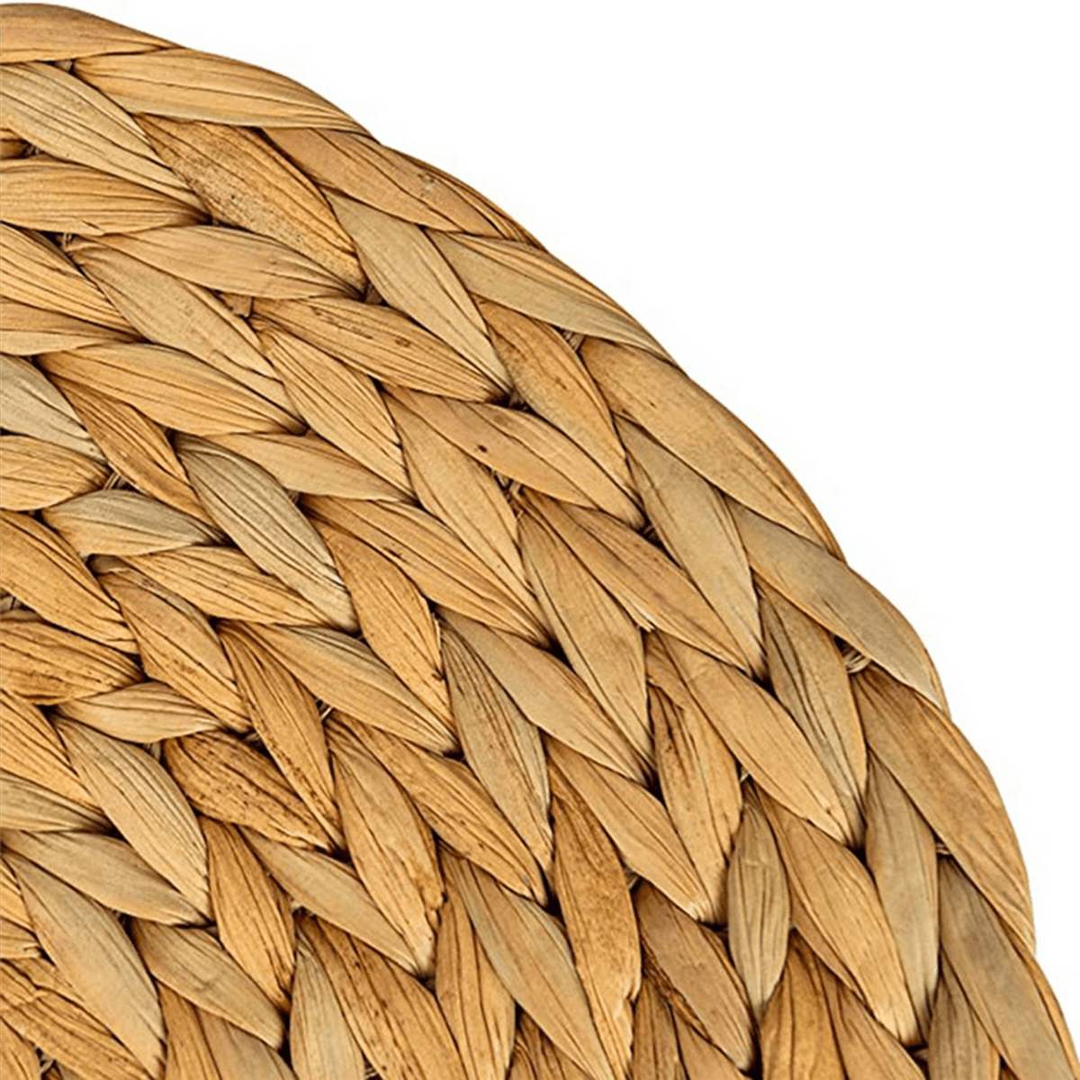 Round Woven Rattan Placemats, Natural Wicker Mats, Water Hyacinth Straw Braided Placemats, Set of 12