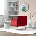 thumbnail image 3 of Velvet Accent Chair, Modern Tufted Upholstered Armchair with Arms and High Back, Comfy Leisure Single Sofa Chair with Golden Metal Legs for Living Room Bedroom, Rose red, 3 of 6