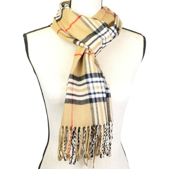 NevEND Super Soft Luxurious Unisex Scarf For Men and Women Winter Warm Plaid Fashion Scarves Beige