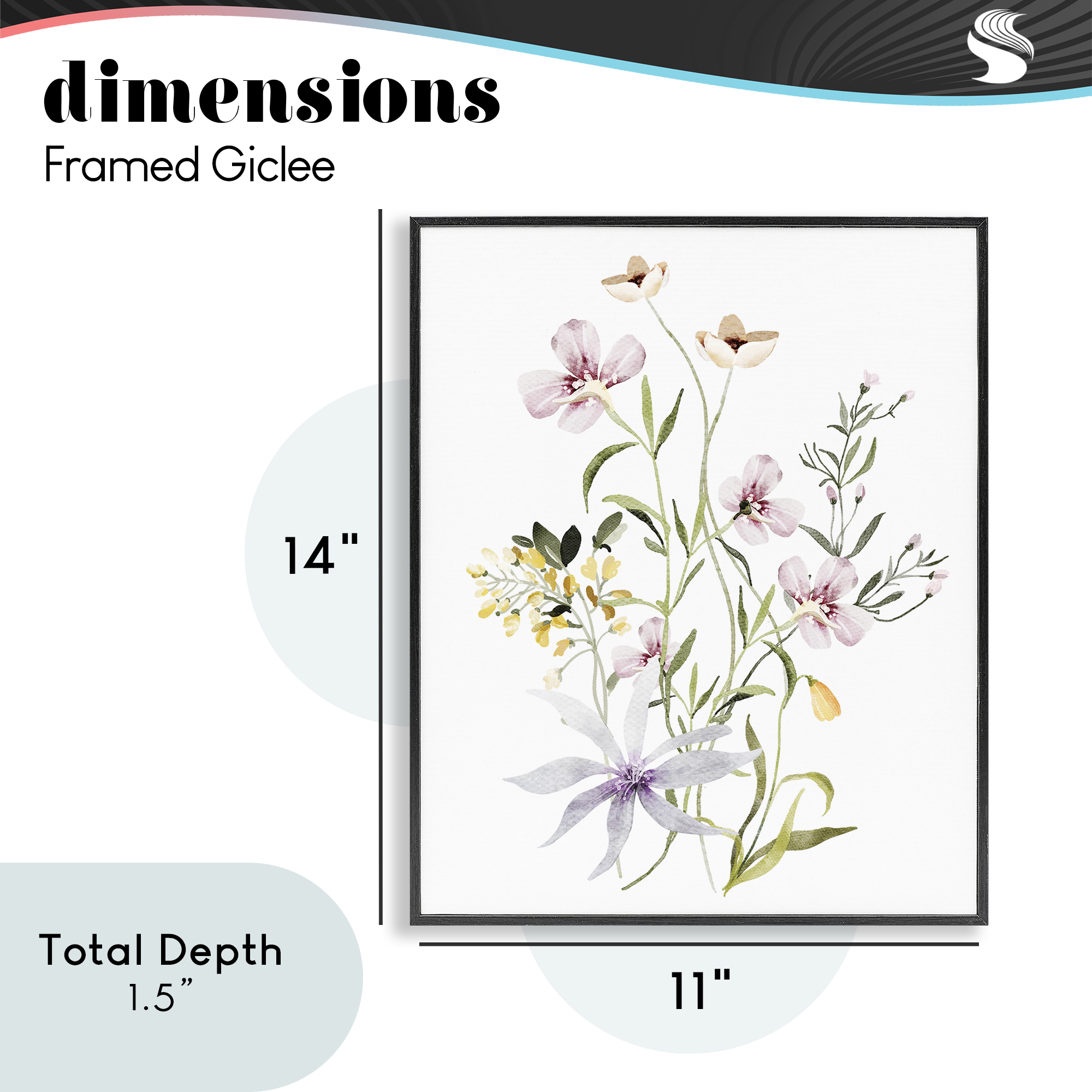 Floral Foliage Bundle Black Framed Giclee Art, design by Lettered and Lined