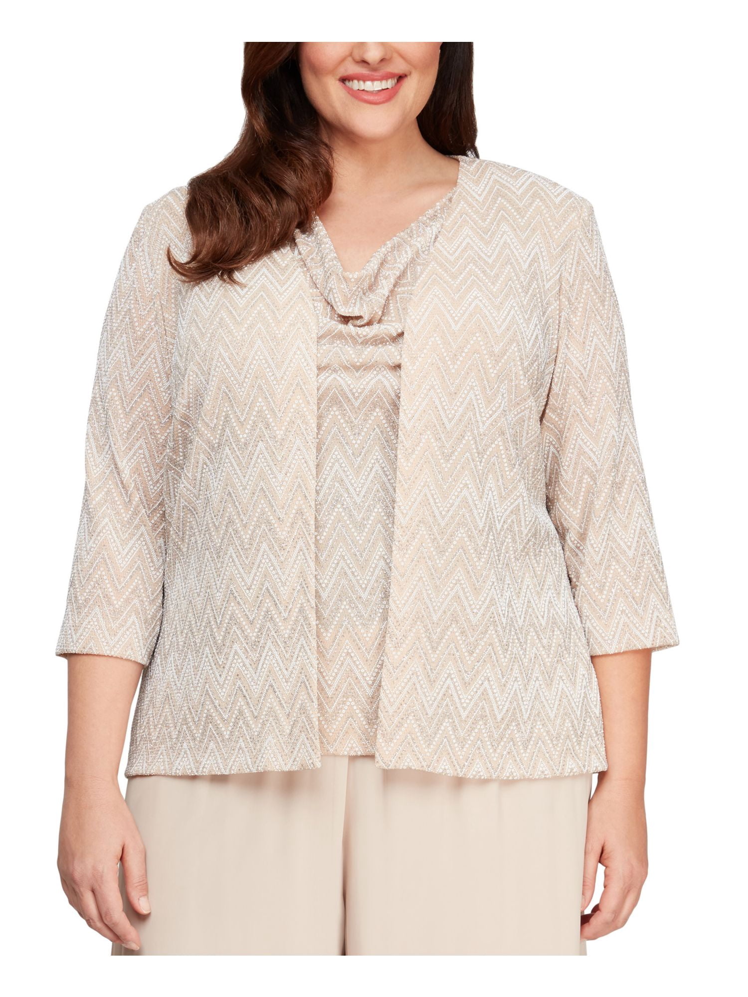 Alex Evenings Womens Plus Metallic 